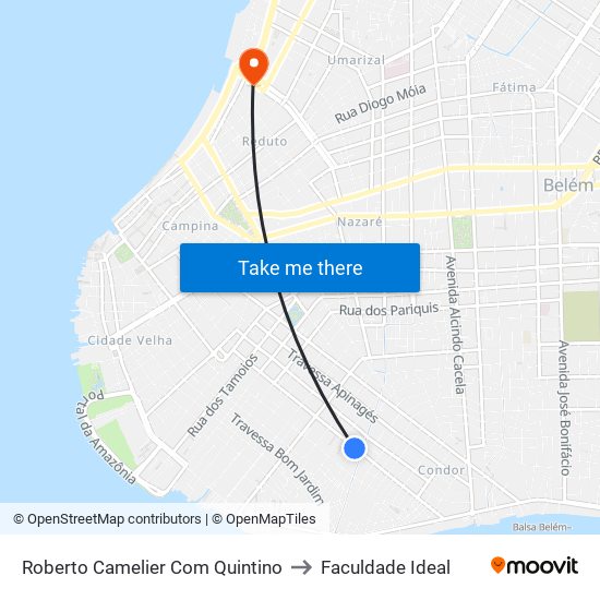 Roberto Camelier Com Quintino to Faculdade Ideal map