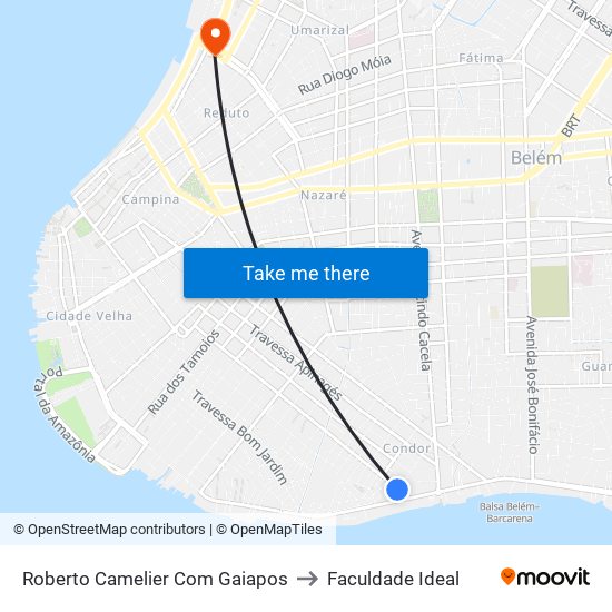 Roberto Camelier Com Gaiapos to Faculdade Ideal map