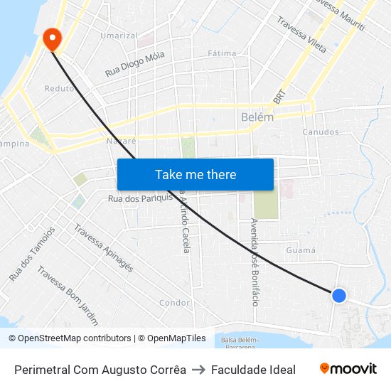 Perimetral Com Augusto Corrêa to Faculdade Ideal map