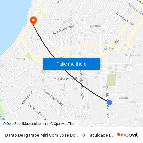 Barão De Igarapé Miri Com José Bonifácio to Faculdade Ideal map