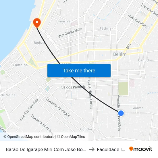 Barão De Igarapé Miri Com José Bonifácio to Faculdade Ideal map
