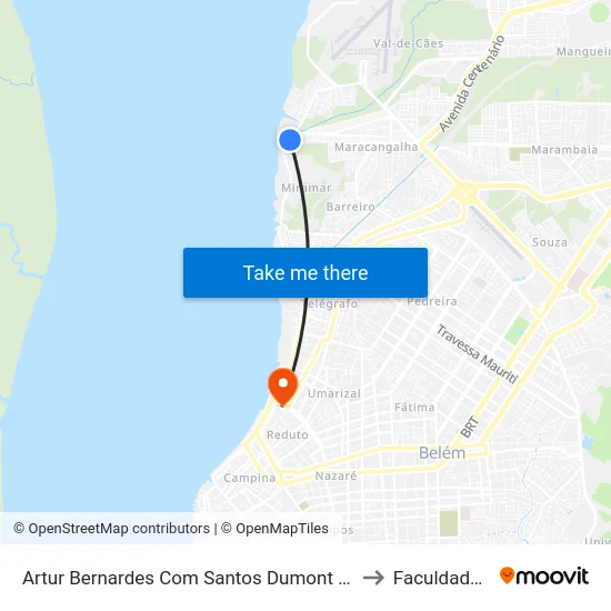 Artur Bernardes Com Santos Dumont | Hospital Sarah to Faculdade Ideal map