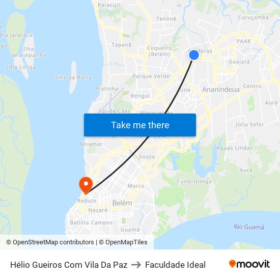 Hélio Gueiros Com Vila Da Paz to Faculdade Ideal map