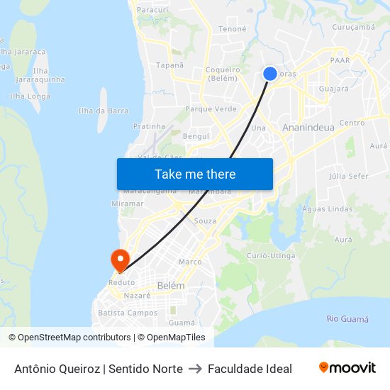 Antônio Queiroz | Sentido Norte to Faculdade Ideal map