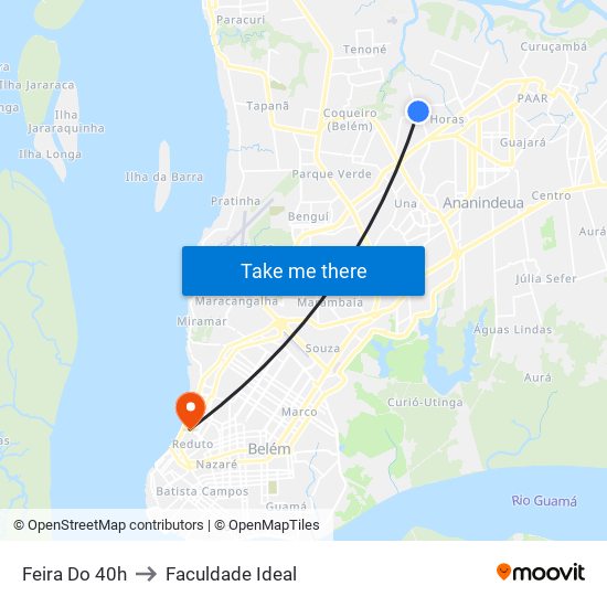 Feira Do 40h to Faculdade Ideal map