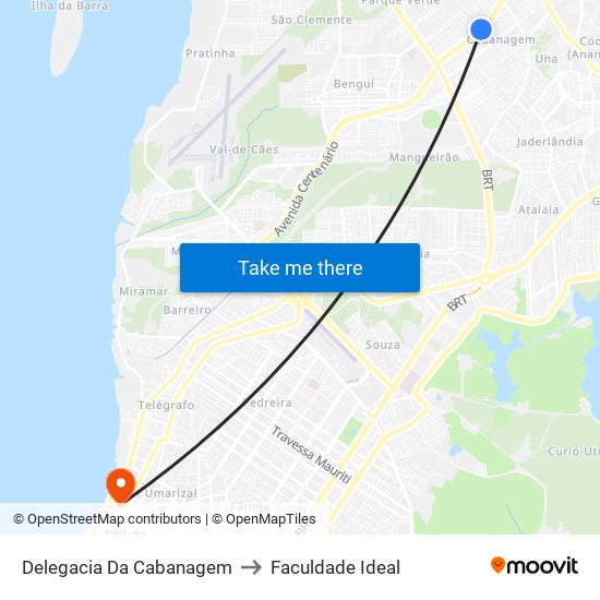 Delegacia Da Cabanagem to Faculdade Ideal map