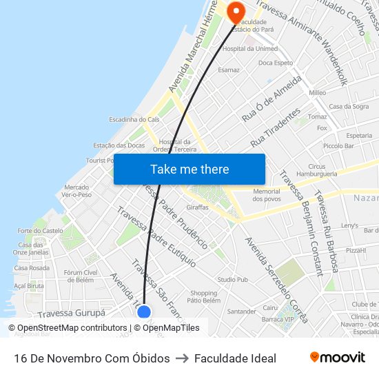 16 De Novembro Com Óbidos to Faculdade Ideal map