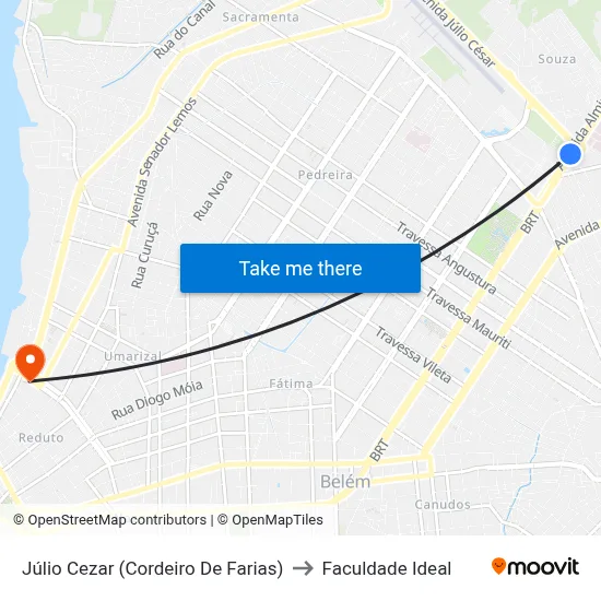 Júlio Cezar (Cordeiro De Farias) to Faculdade Ideal map