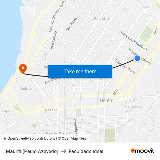 Mauriti (Paulo Azevedo) to Faculdade Ideal map