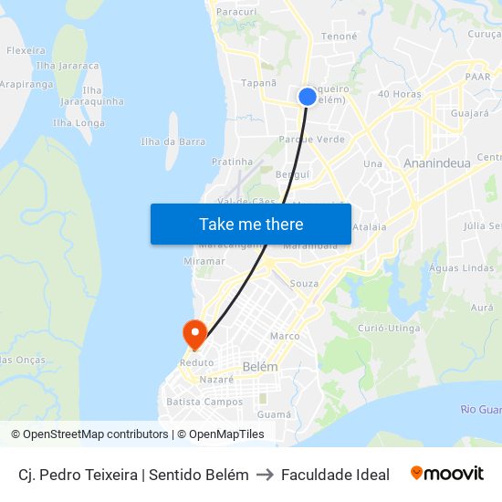 Cj. Pedro Teixeira | Sentido Belém to Faculdade Ideal map