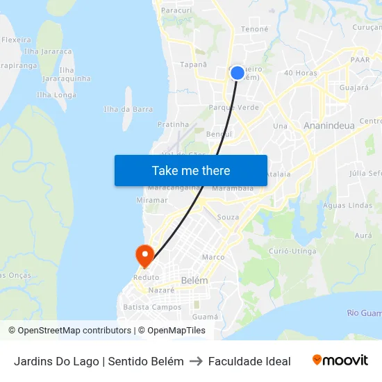 Jardins Do Lago | Sentido Belém to Faculdade Ideal map