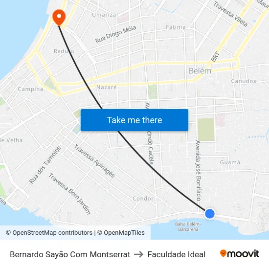 Bernardo Sayão Com Montserrat to Faculdade Ideal map