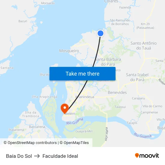Baía Do Sol to Faculdade Ideal map