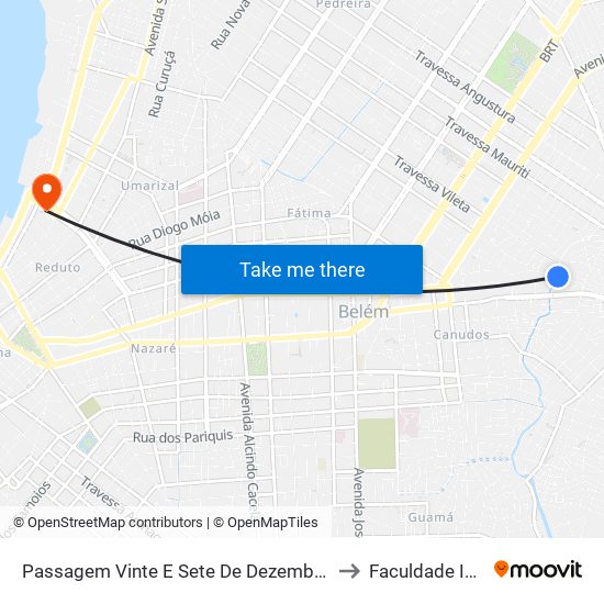 Passagem Vinte E Sete De Dezembro 362 to Faculdade Ideal map