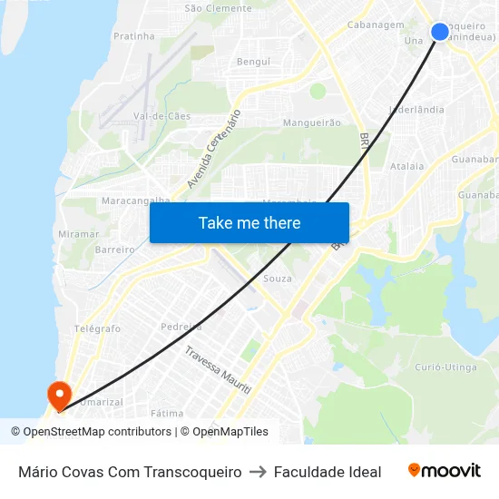 Mário Covas Com Transcoqueiro to Faculdade Ideal map
