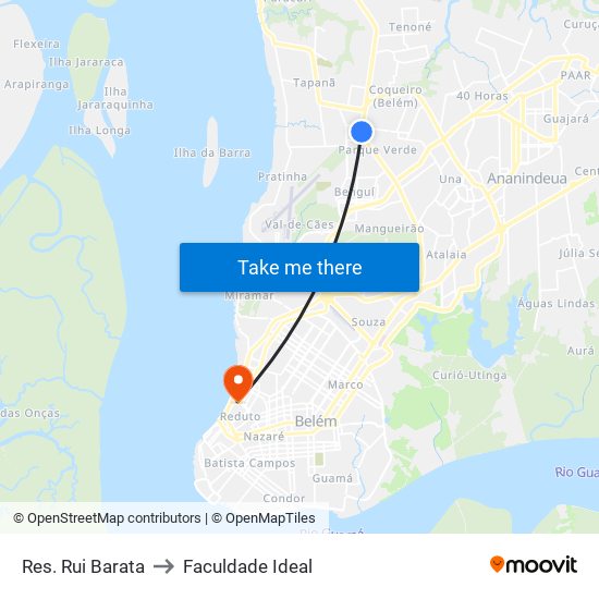 Res. Rui Barata to Faculdade Ideal map