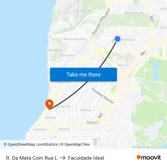 R. Da Mata Com Rua L to Faculdade Ideal map