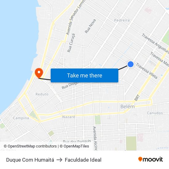 Duque Com Humaitá to Faculdade Ideal map