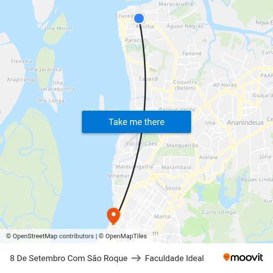 8 De Setembro Com São Roque to Faculdade Ideal map