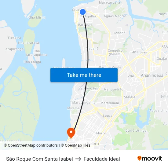 São Roque Com Santa Isabel to Faculdade Ideal map