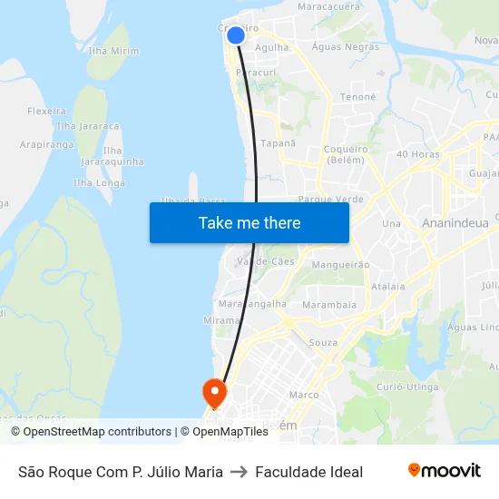 São Roque Com P. Júlio Maria to Faculdade Ideal map