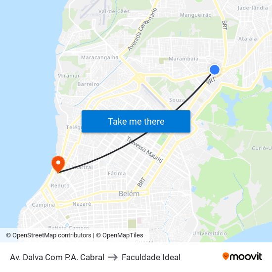 Av. Dalva Com P.A. Cabral to Faculdade Ideal map
