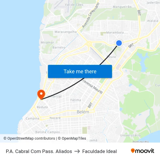 P.A. Cabral Com Pass. Aliados to Faculdade Ideal map