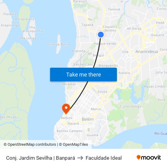 Conj. Jardim Sevilha | Banpará to Faculdade Ideal map