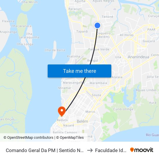 Comando Geral Da PM | Sentido Norte to Faculdade Ideal map