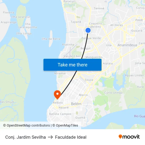 Conj. Jardim Sevilha to Faculdade Ideal map