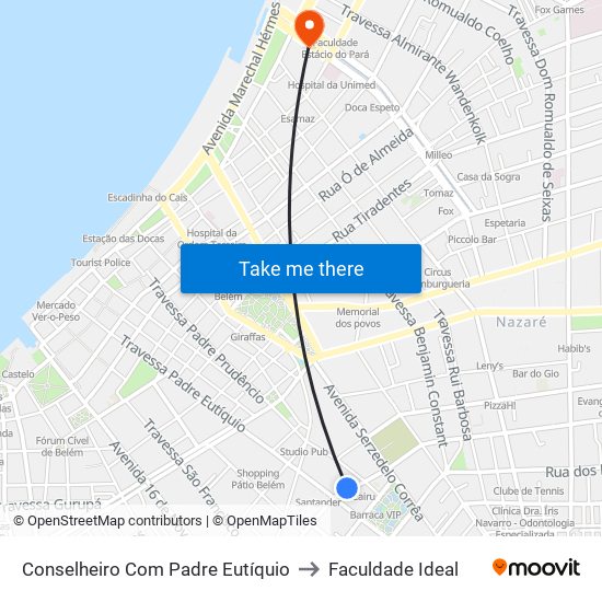 Conselheiro Com Padre Eutíquio to Faculdade Ideal map