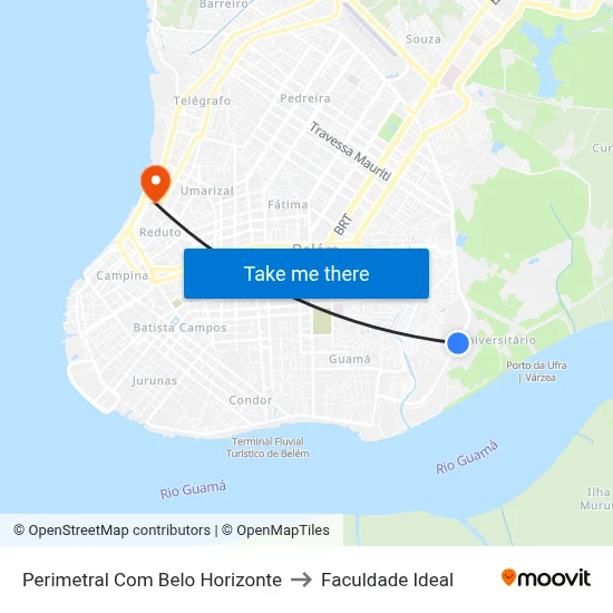 Perimetral Com Belo Horizonte to Faculdade Ideal map