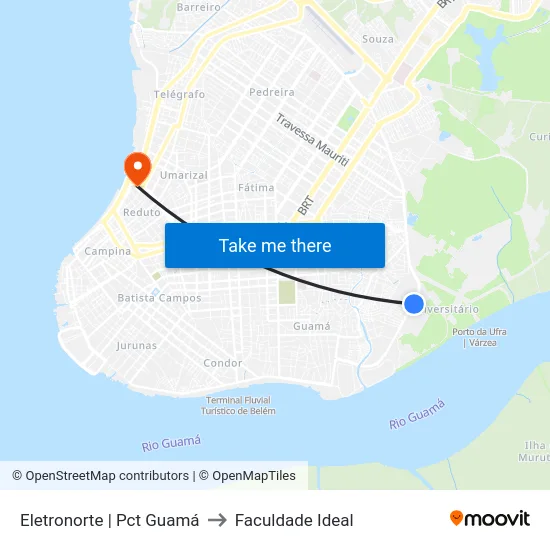 Eletronorte | Pct Guamá to Faculdade Ideal map