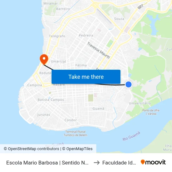 Escola Mario Barbosa | Sentido Norte to Faculdade Ideal map