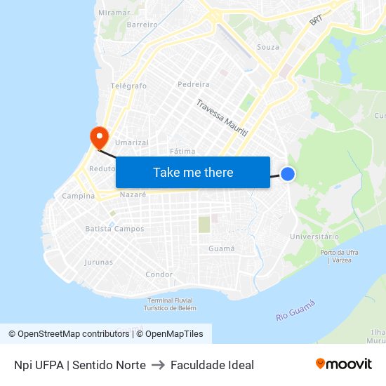 Npi UFPA | Sentido Norte to Faculdade Ideal map