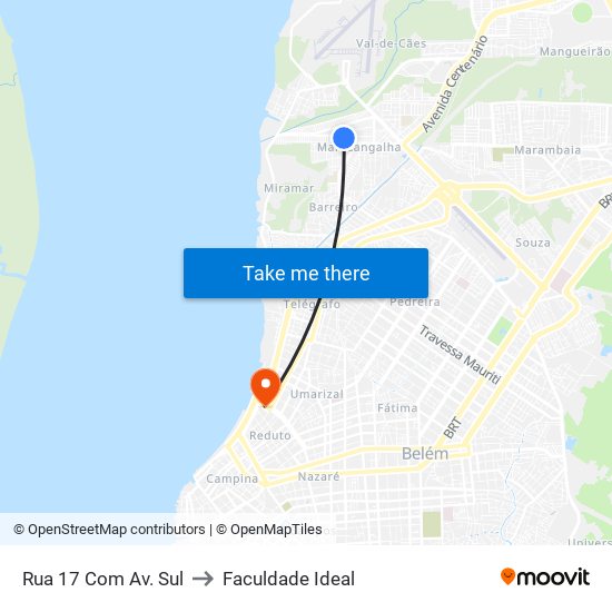 Rua 17 Com Av. Sul to Faculdade Ideal map