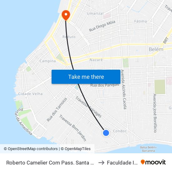 Roberto Camelier Com Pass. Santa Teresinha to Faculdade Ideal map