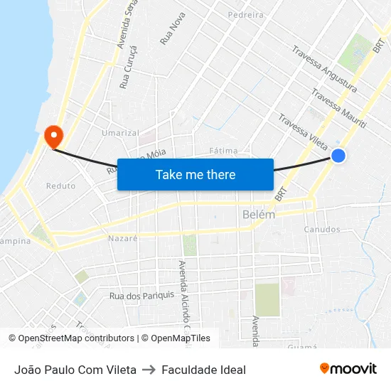 João Paulo Com Vileta to Faculdade Ideal map