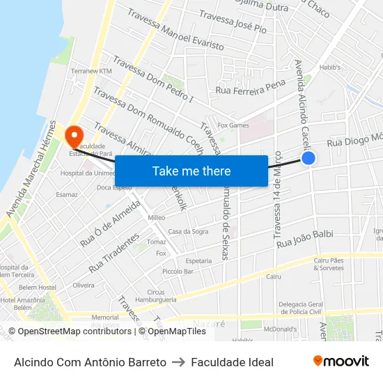 Alcindo Com Antônio Barreto to Faculdade Ideal map