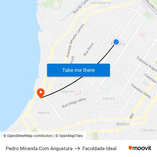 Pedro Miranda Com Angustura to Faculdade Ideal map