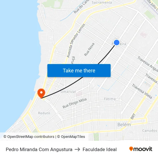 Pedro Miranda Com Angustura to Faculdade Ideal map