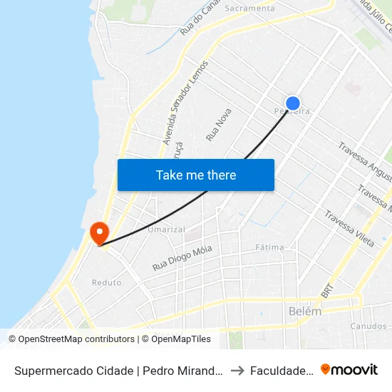 Supermercado Cidade | Pedro Miranda Com Lomas to Faculdade Ideal map