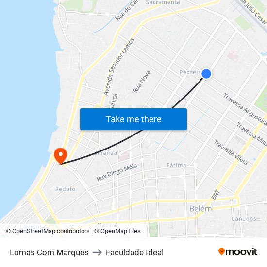 Lomas Com Marquês to Faculdade Ideal map