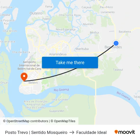 Posto Trevo | Sentido Mosqueiro to Faculdade Ideal map