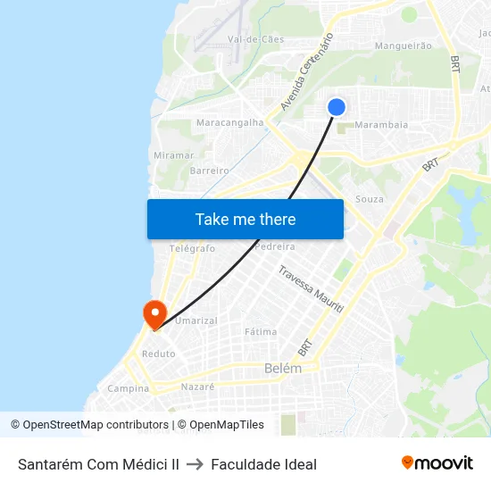 Santarém Com Médici II to Faculdade Ideal map