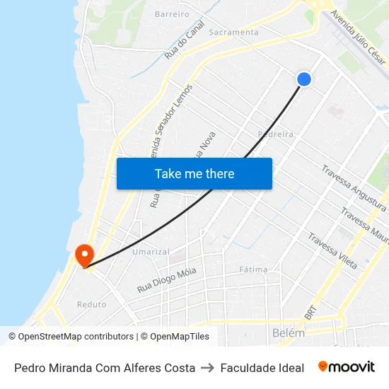 Pedro Miranda Com Alferes Costa to Faculdade Ideal map