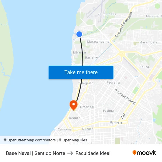 Base Naval | Sentido Norte to Faculdade Ideal map