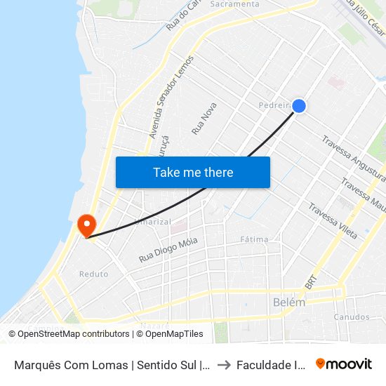 Marquês Com Lomas | Sentido Sul | Ibama to Faculdade Ideal map