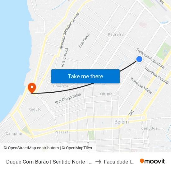 Duque Com Barão | Sentido Norte | Senai to Faculdade Ideal map