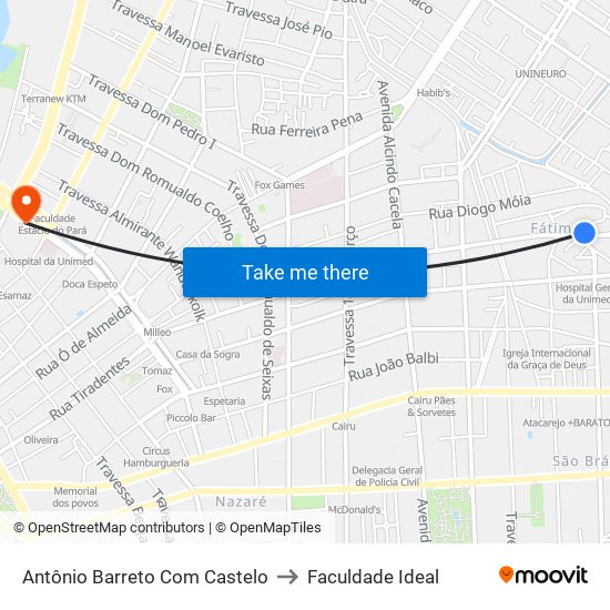 Antônio Barreto Com Castelo to Faculdade Ideal map